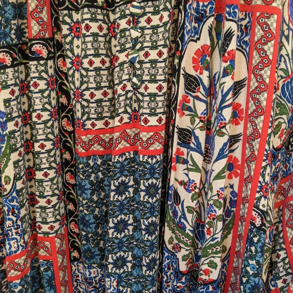 Jones & Co Womens 1X Top LS Colorful Geometric Print Hippy Y2K Festival Flowy - Picture 5 of 10